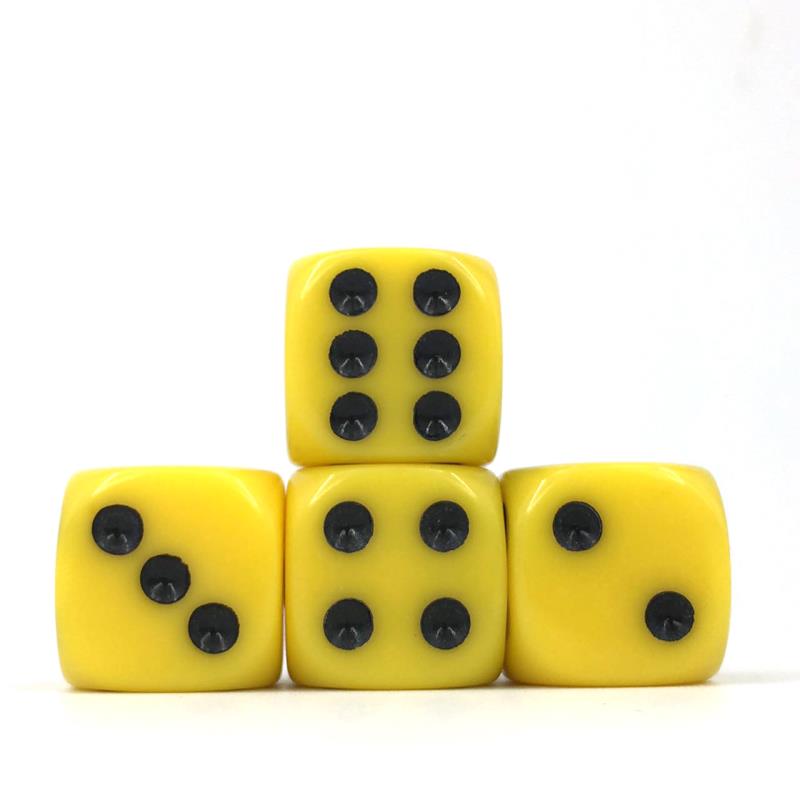 Yellow Opaque D3 Dice (Pack Of 12) - 16mm, Black Numbers, For Gaming & Tabletop Fun - View #2