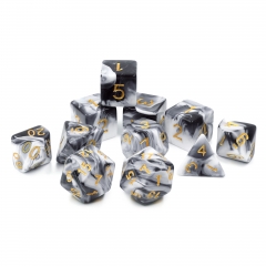 (Opaque white+black) Blend color dice-11 pcs set
