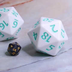 55mm Titan Dice(White Opaque teal ink)